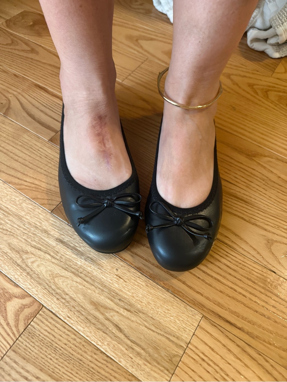 Women's Black Ballet Flats with Bow Accent